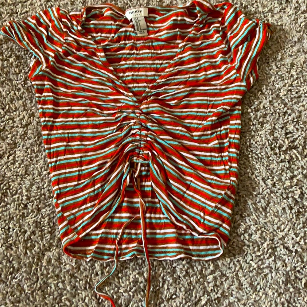 Stripped cinch detail cropped top